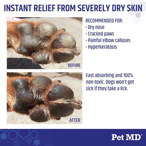 Pet MD Paw Balm 3-in-1 Nose/Snout & Elbow Moisturizer & Paw Protectors Paw Wax with Shea Butter, Coconut Oil, & Beeswax for Dogs, 2-oz jar