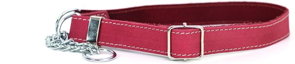 Euro-Dog Luxury Leather Martingale Dog Collar, Coral, Small slide 1 of 7