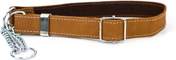 Euro-Dog Luxury Leather Martingale Dog Collar, Tan, Medium slide 1 of 7