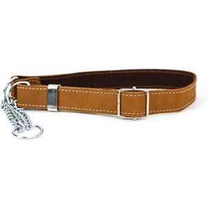Euro-Dog Luxury Leather Martingale Dog Collar, Tan, Large