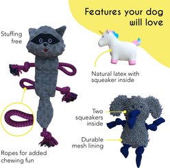 Rocket & Rex Oh My! Unicorn Stuffing-Free Squeaky Plush Dog Chew Toy Set, 3 count slide 2 of 7