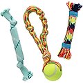 Rocket & Rex Not just Your Plain Old Rope Dog Tennis Tug Toy Set, 3 count