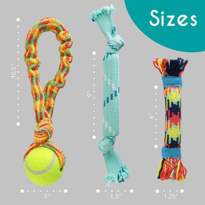 Show full view: Rocket & Rex Not just Your Plain Old Rope Dog Tennis Tug Toy Set, 3 count slide 5 of 7