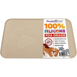 iPrimio Paw Print Dog & Cat Feeding Mat, X-Large, Taupe