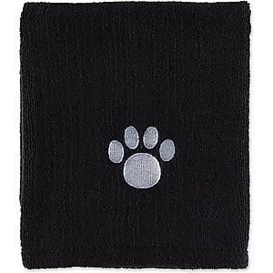 Bone Dry Embroidered Paw Dog & Cat Towel, Black
