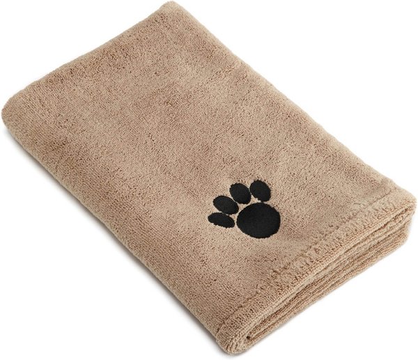 Bone Dry Embroidered Paw Dog & Cat Towel, Taupe slide 1 of 5