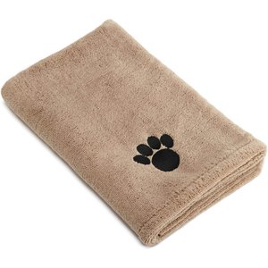 Bone Dry Embroidered Paw Dog & Cat Towel, Taupe