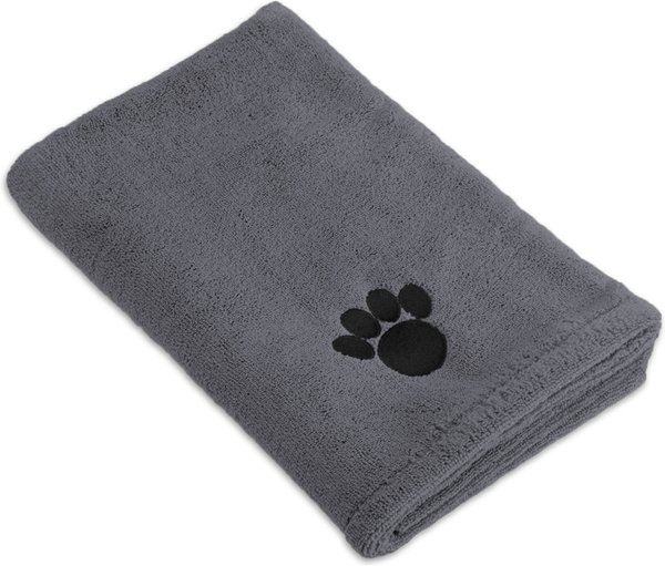 Bone Dry Embroidered Paw Dog & Cat Towel, Gray slide 1 of 5
