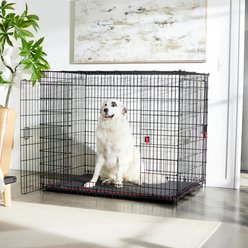 Frisco XX-Large Heavy Duty Enhanced Lock Double Door Wire Dog Crate, Fold & Carry Wire Dog Crate & Mat Kit, 54", Red, XX-Large