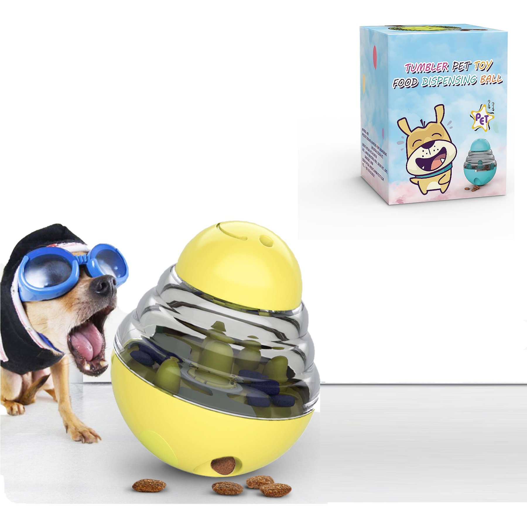 Starmark Bob-A-Lot Interactive Dog Pet Toy, Large, Yellow/Green