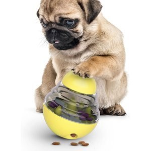 HANAMYA Interactive Food/Treats Dispensing Flying Disc Puzzle Dog Toy, Yellow
