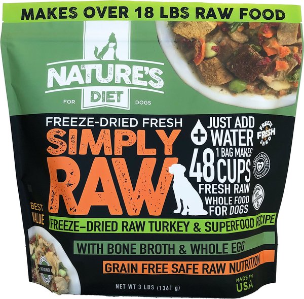Nature's Diet Fresh Turkey Simply Raw Freeze-Dried Dog Food, 3-lb bag slide 1 of 8