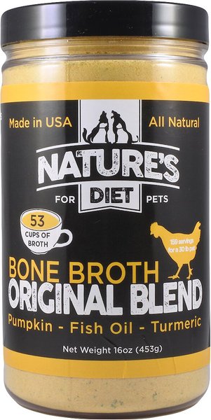 Nature's Diet Original Blend Chicken Bone Broth Dry Dog & Cat Food Topping, 16-oz jar slide 1 of 8