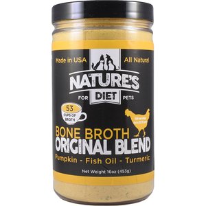 Nature’s Diet Original Blend Chicken Bone Broth Dry Dog & Cat Food Topping, 16-oz jar