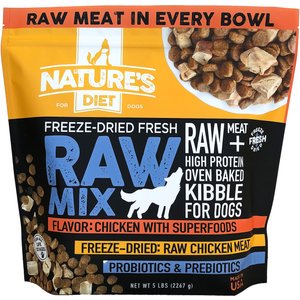 Nature's Diet Raw Mix Kibble Chicken Liver Inclusions Freeze-Dried Dog Food, 5-lb bag