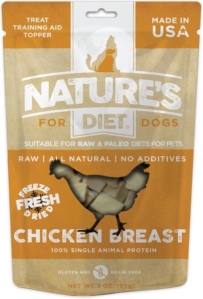 NATURE'S DIET Chicken Breast Raw Freeze-Dried Dog Treats, 3-oz pouch ...