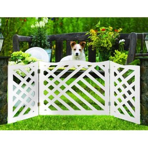 Etna White Geometric Design Dog Gate
