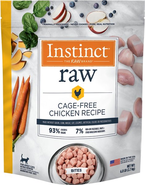 Instinct Frozen Raw Bites Grain-Free Cage-Free Chicken Recipe Cat Food, 6-lb bag slide 1 of 10