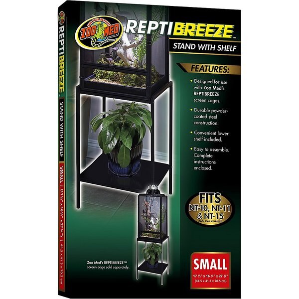 ZOO MED ReptiBreeze Stand with Shelf Reptile Cage Cover, Small