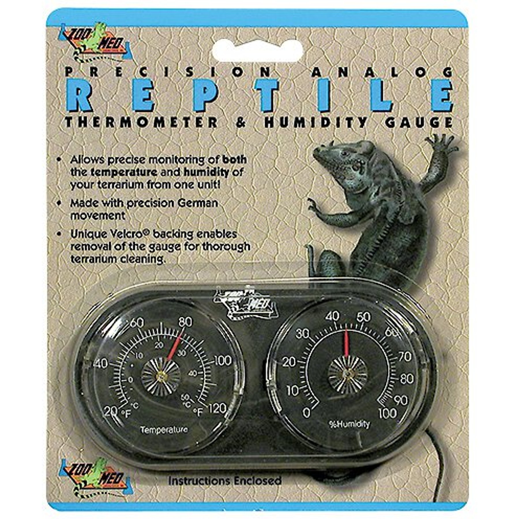 REPTI ZOO Reptile Terrarium Thermometer Hygrometer Dual Gauges Pet Rearing  Box Reptile Thermometer and Humidity Gauge