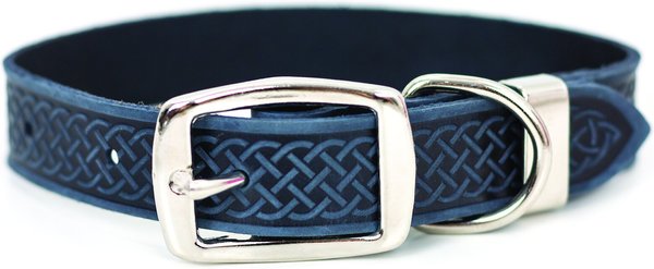 Euro-Dog Celtic Style Luxury Leather Dog Collar, Navy, Small slide 1 of 7