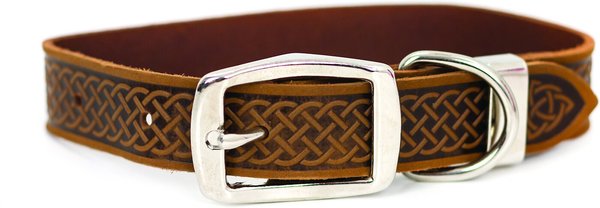 Euro-Dog Celtic Style Luxury Leather Dog Collar, Bark Brown, Small slide 1 of 7