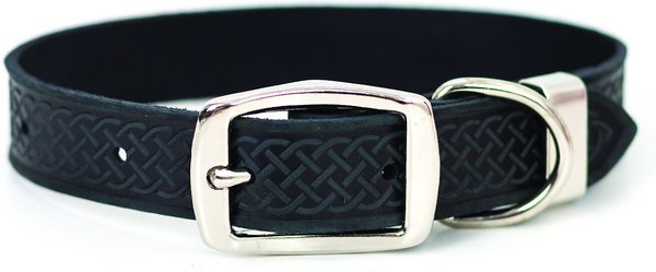 Euro-Dog Celtic Style Luxury Leather Dog Collar, Black, Large slide 1 of 7