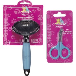 CONAIRPROPET Metal Slicker Brush, Small + Cat Nail Clippers, X-Small