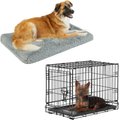 Frisco Eyelash Orthopedic Crate Mat, Smoky Gray, 22-in + Fold & Carry Single Door Collapsible Wire Dog Crate, 22 inch