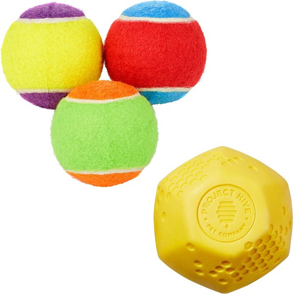 Frisco Fetch Squeaking Colorful Tennis Ball, 3-Pack + Project Hive Pet Company Ball Dog Toy slide 1 of 9