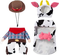 Frisco Front Walking Cowboy Costume + Happy Cow Dog & Cat Costume, Large