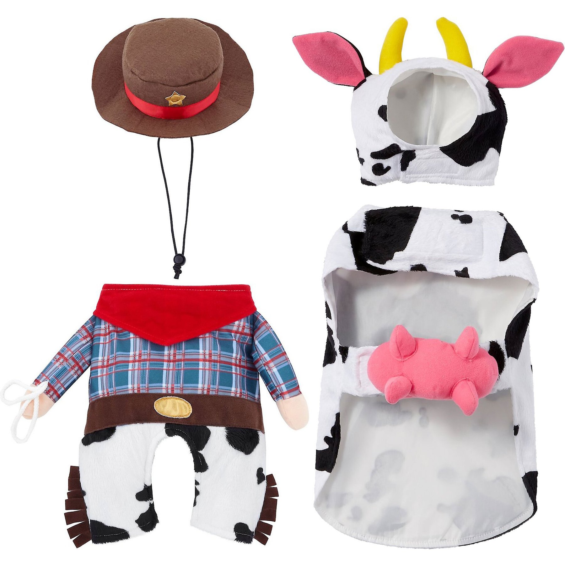 Frisco Front Walking Cowboy Costume + Happy Cow Dog & Cat Costume, Medium