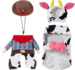 Frisco Front Walking Cowboy Costume + Happy Cow Dog & Cat Costume, Small