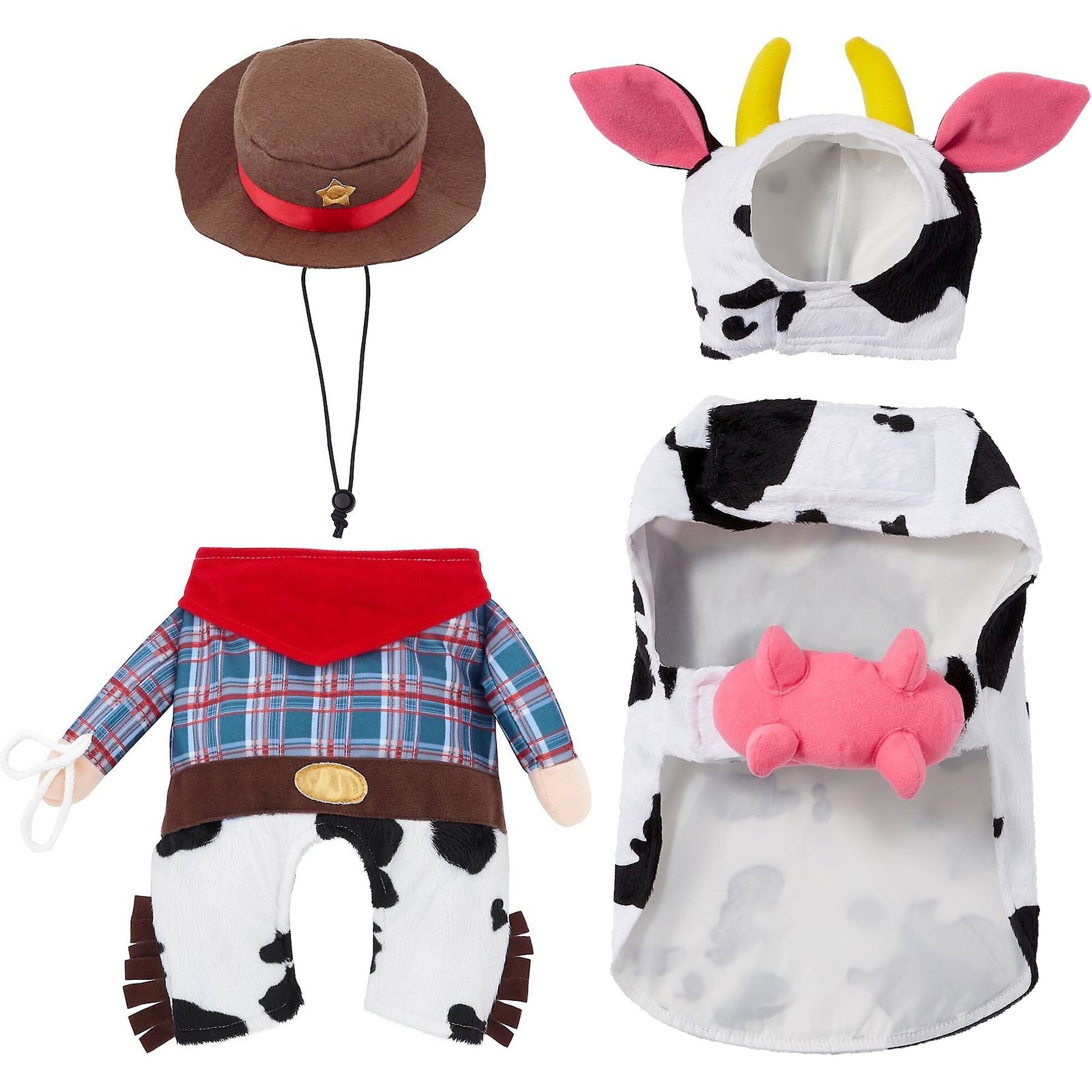 Frisco Front Walking Cowboy Costume + Happy Cow Dog & Cat Costume, Small
