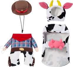 Frisco Front Walking Cowboy Costume + Happy Cow Dog & Cat Costume, XX-Large