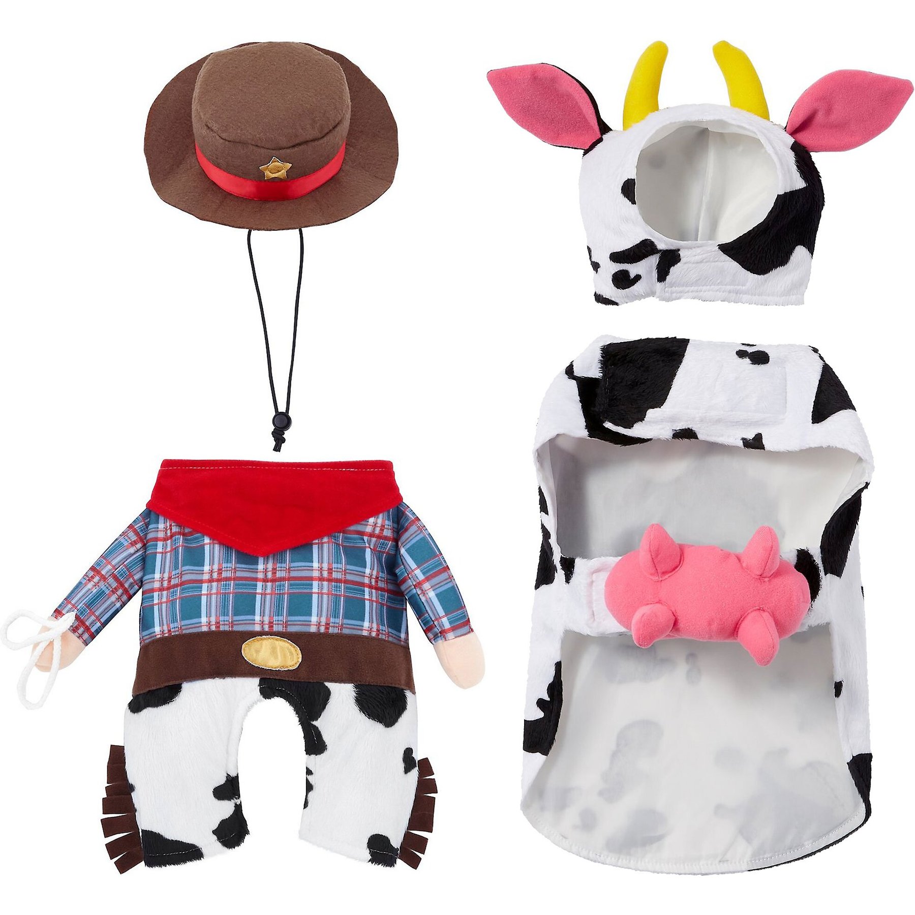 Frisco Front Walking Cowboy Costume + Happy Cow Dog & Cat Costume, XX-Large