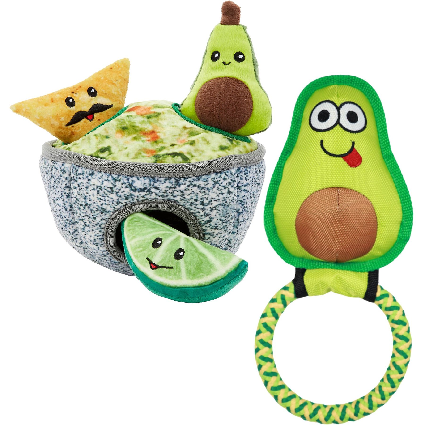 Frisco Hide & Seek Plush Guacamole Toy + Avo Doggo Avocado Dog Tug Toy