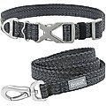 Frisco Outdoor Heathered Nylon Collar, Midnight Black, LG, Neck: 18 -26-in, Width: 1-in + Dog Leash, Midnight Black, LG - Length: 6-ft, Width: 1-in