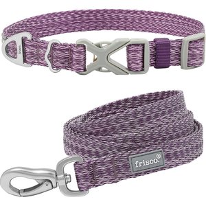 Frisco Outdoor Heathered Nylon Collar, Shadow Purple, Medium - Neck: 14-20-in, Width: 3/4-in + Dog Leash, Shadow Purple, Medium - Length: 6-ft, Width: 3/4-in