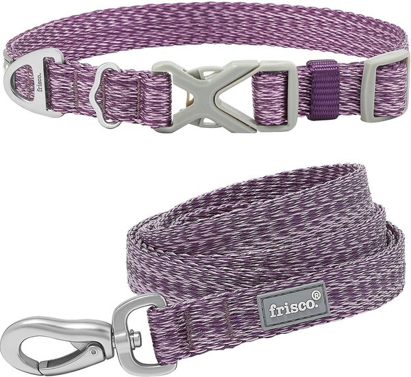 Frisco Outdoor Heathered Nylon Collar, Shadow Purple, Small - Neck: 10-14-in, Width: 5/8-in + Dog Leash, Shadow Purple, Small - Length: 6-ft, Width: 5/8-in slide 1 of 8