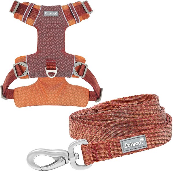 Frisco Outdoor Lightweight Ripstop Nylon Harness, Flamepoint Orange, Extra Large, Neck: 22 to 34-in, Girth: 32 to 44-in + Heathered Dog Leash, Flamepoint Orange, Large - Length: 6-ft, Width: 1-in slide 1 of 9