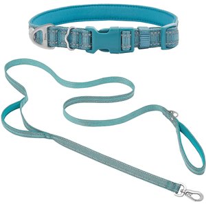 Frisco Outdoor Nylon Reflective Comfort Padded Collar, Bayou Teal, Extra Small, Neck: 8-12-in, Width: 5/8th-in + Dog Leash, Bayou Teal, Small - Length: 6-ft, Width: 5/8-in