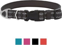 Frisco Outdoor Nylon Reflective Comfort Padded Collar, Midnight Black, SM - Neck: 10-14-in, Width: 5/8-in + Dog Leash, Midnight Black, SM - Length: 6-ft, Width: 5/8-in slide 2 of 9