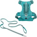 Frisco Outdoor Premium Ripstop Nylon Harness with Pocket, Bayou Teal, Large, Neck: 18 to 28-in, Girth 24 to 34-in + Reflective Comfort Padded Dog Leash, Bayou Teal, Large - Length: 6-ft, Width: 1-in