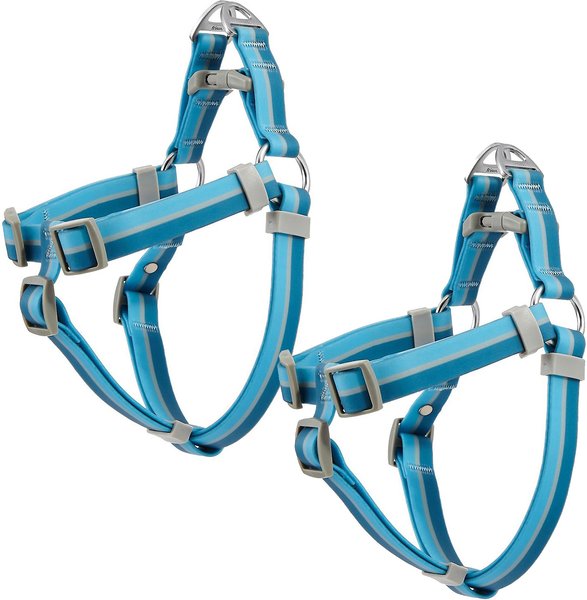 Frisco Outdoor Two Tone Waterproof Stinkproof PVC Harness, River Blue,Extra Large, Neck: 22 to 33-in, Girth: 32 to 44-in + Outdoor Two Tone Waterproof Stinkproof PVC Harness, River Blue, Large, Neck: 19 to 27-in, Girth: 23 to 36-in slide 1 of 6