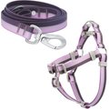 Frisco Outdoor Two Toned Waterproof Stink Proof PVC Leash, Boysenberry Purple, Medium - Length: 6-ft, Width: 3/4-in + Dog Harness, Shadow Purple, Medium, Neck: 16 to 22-in, Girth: 19 to 29-in