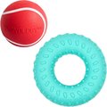 Playology All Natural Squeaky Chew Ball, Medium/Large, Beef Scented + Dual Layer Ring Dog Toy, Large, Peanut Butter Scented