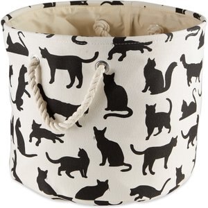 Bone Dry Cats Meow Round Polyester Dog & Cat Collapsible Storage Bin, Medium