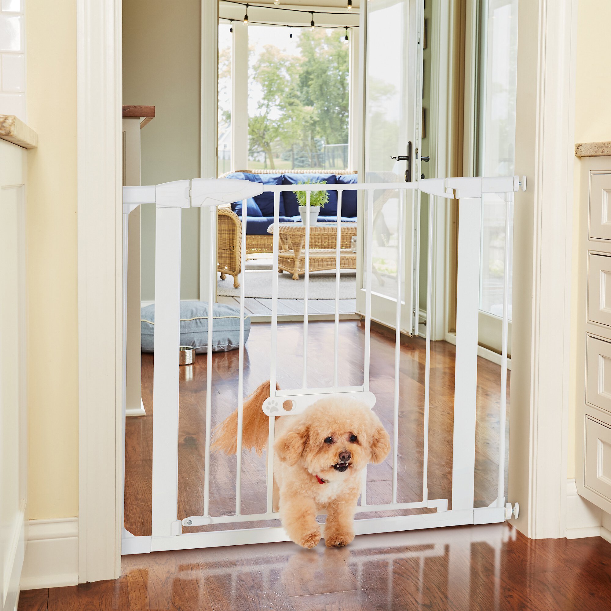 MYPET Wide Walk Through EasyPass Pet Gate, 30" High White Customer