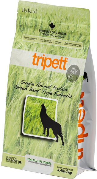 Tripett Single Animal Protein Green Beef Tripe Dry Dog Food, 4.4-lb bag slide 1 of 2